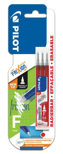 [3131910649410] PILOT Recambios Frixion rojo para roller borrable punta fina x3