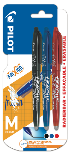 [3131917240603] PILOT Fri Xion Ball erasable assorted ink rollerball pens medium tip 3 pens