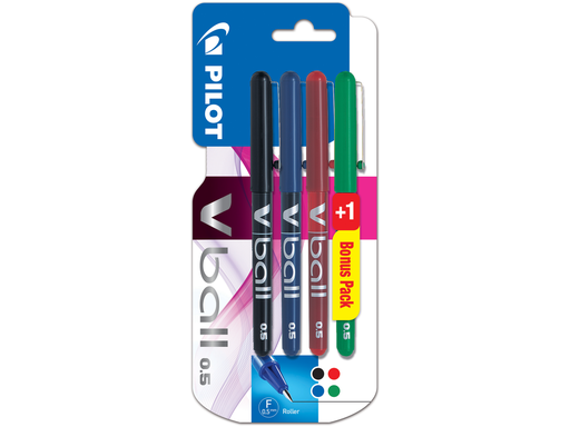 [3131917641806] PILOT V-Ball 0.5 Rollerball Pens Assorted Ink 4 pens