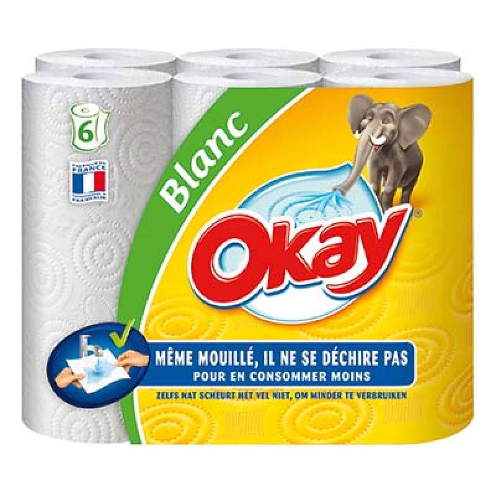 OKAY Papel de Cocina Blanco 6 Rollos