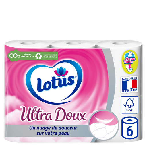 [3133200054072] LOTUS White ultra soft toilet paper aquatube 2-ply 6 rolls