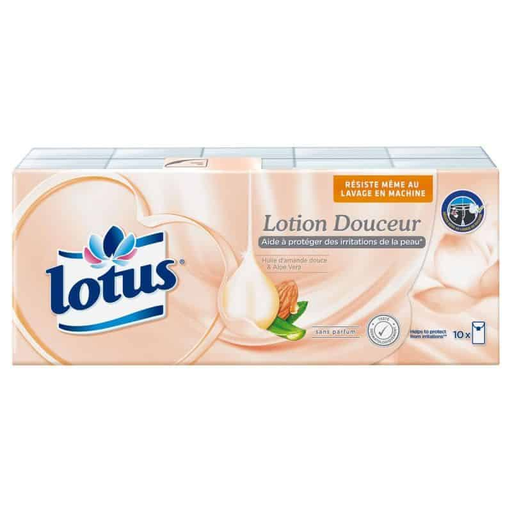 [3133200069205] LOTUS Tissues Sweet Almond Oil & Aloe Vera 10X10