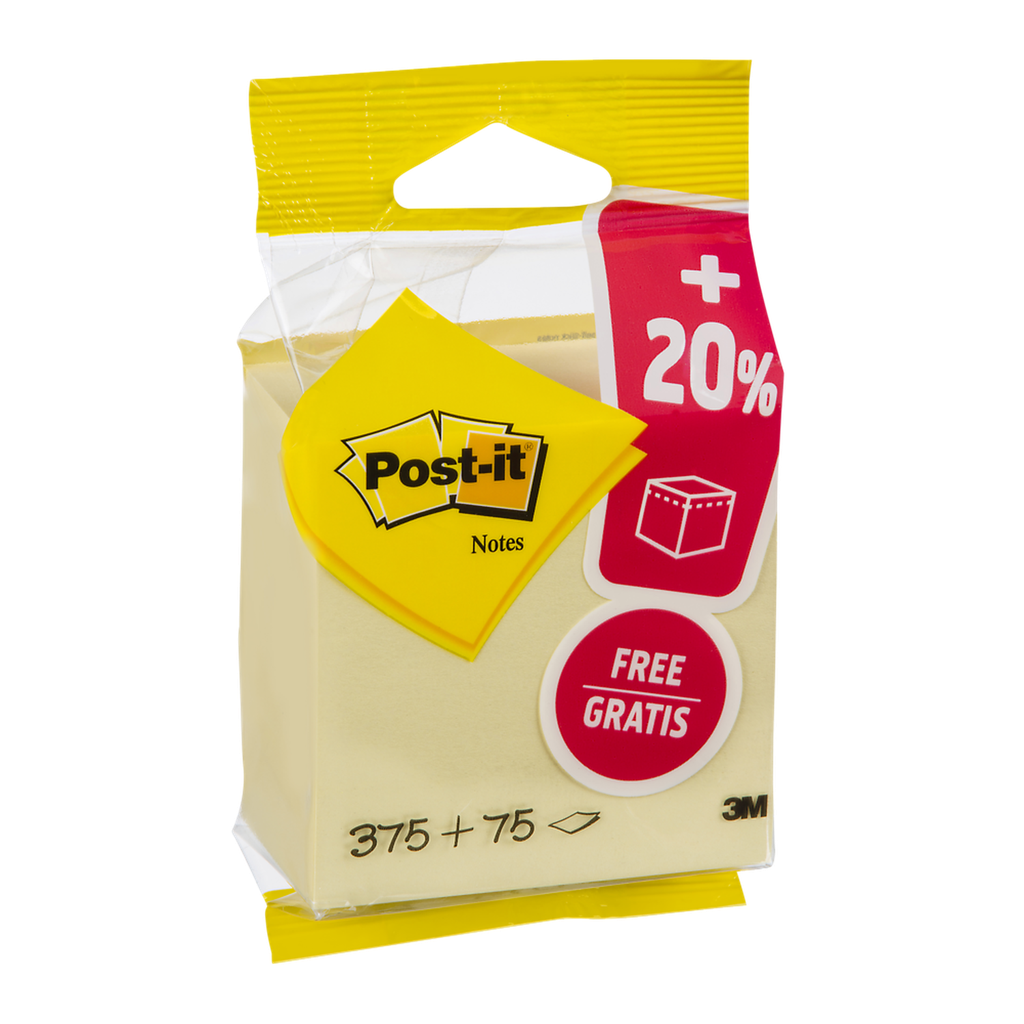 3M Post-It Repositionable Notes 76x76mm, pastel yellow, 450 sheets