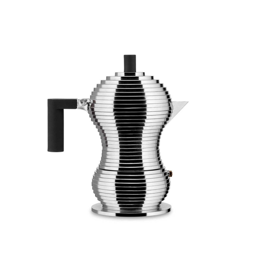 [8003299489879] ALESSI Cafetera espresso Pulcina MDL02/6BFM, 6 tazas, aluminio, negro