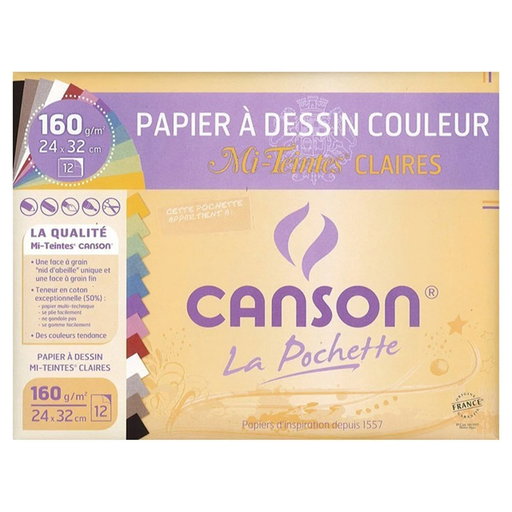 [3148950027894] CANSON Papel de desenho cores Mi-Teintes 24x32cm 160g/m²