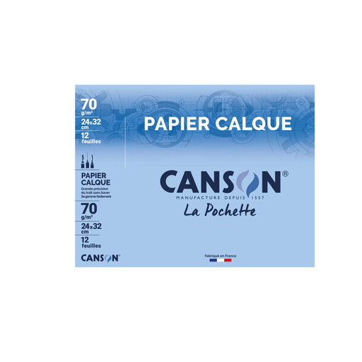 [3148950031976] CANSON Carpeta Papel Vegetal 24x32cm 12 Hojas 70g