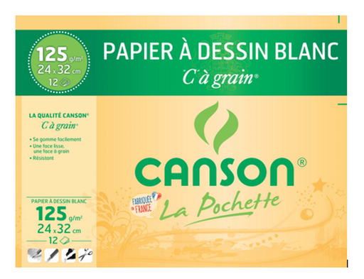 [3148950271013] CANSON Carpeta de papel de dibujo 12 hojas 24x32cm 125g