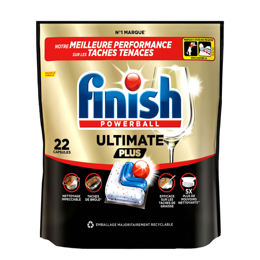 [3059946164748] FINISH Cápsulas lavavajillas ultimate plus todo en 1 22 lavados 268 g
