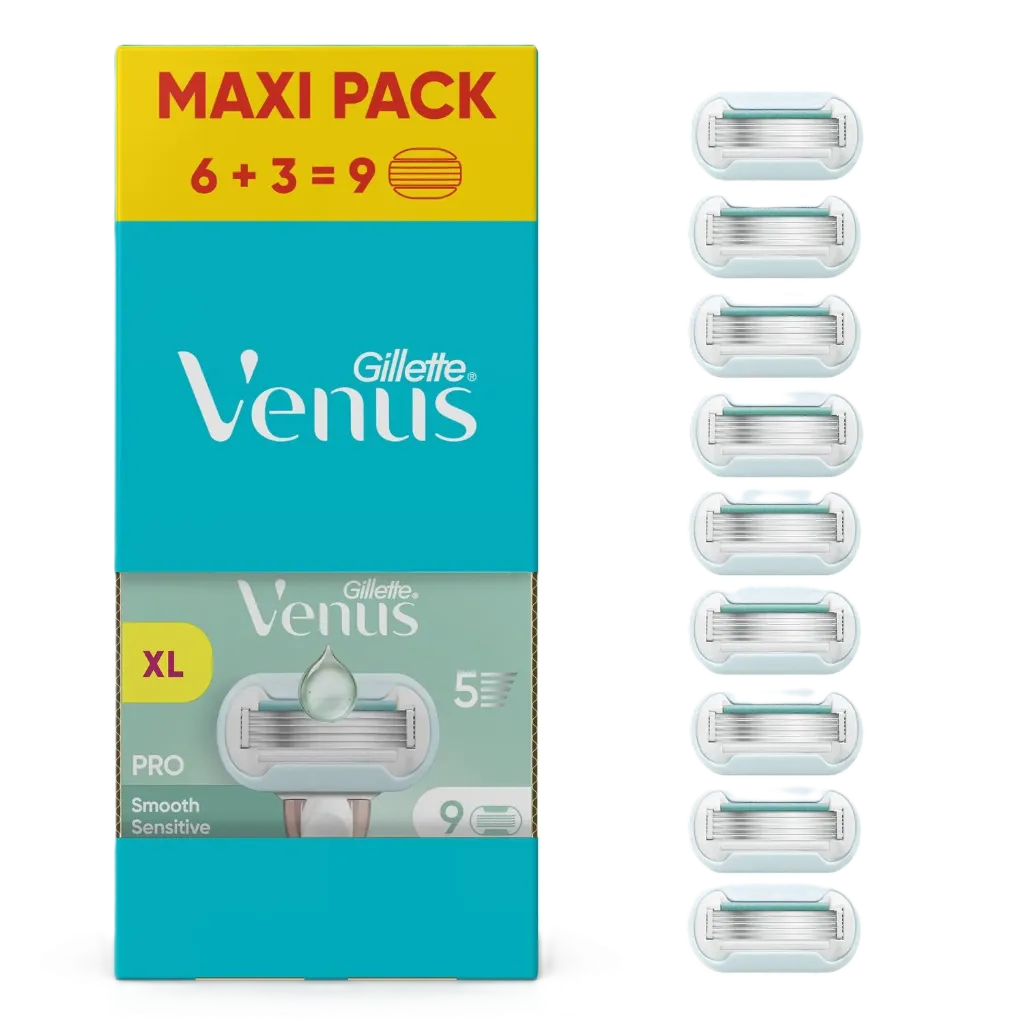 Gillette Lames De Rasoir Pour Femme Pro Smooth Sensitive Venus Paquet De 9 Recharges De Lames