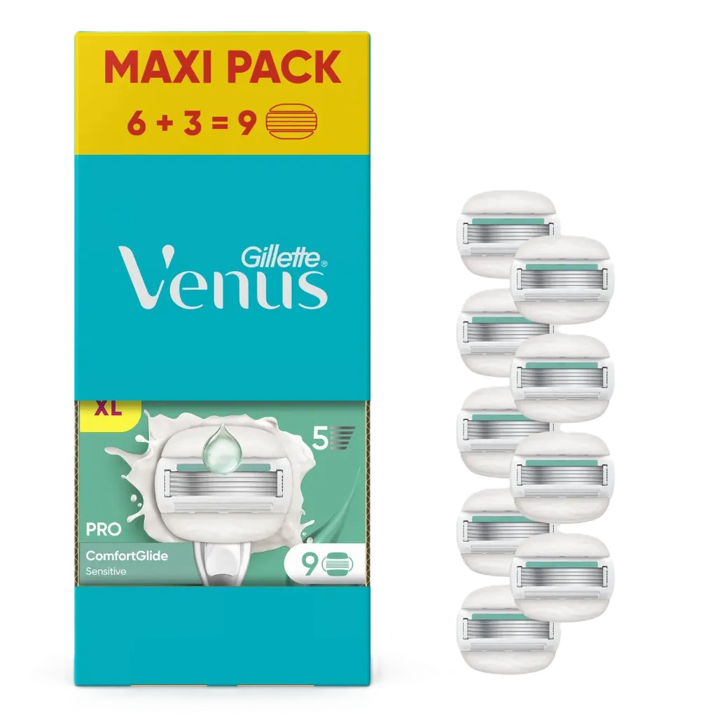 Gillette Lames De Rasoir Pour Femme Comfort Glide Sensitive Venus Lot De 9 Recharges