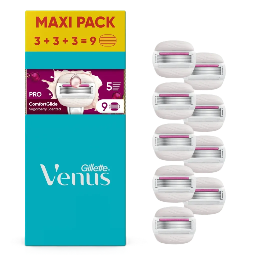 Gillette Lames De Rasoir Pour Femme Comfortglide Sugarberry Venus Lot De 9 Recharges