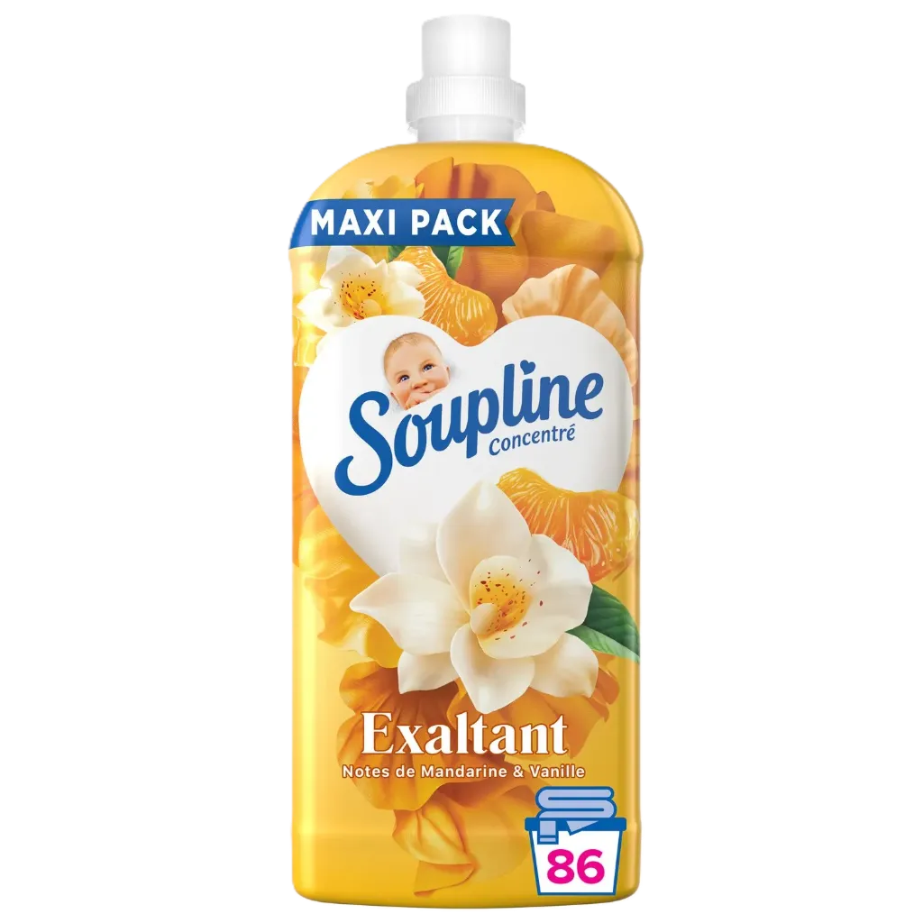 Soupline Adoucissant Concentré Exaltant Notes De Mandarine Et Vanille Bidon De 1.8L - 86 Lavages