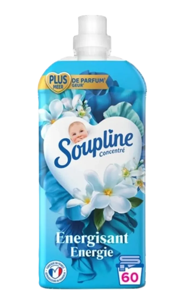 Soupline Adoucissant Concentré Energy Jasmin & Blanc Bidon De 1,28L - 60 Lavages