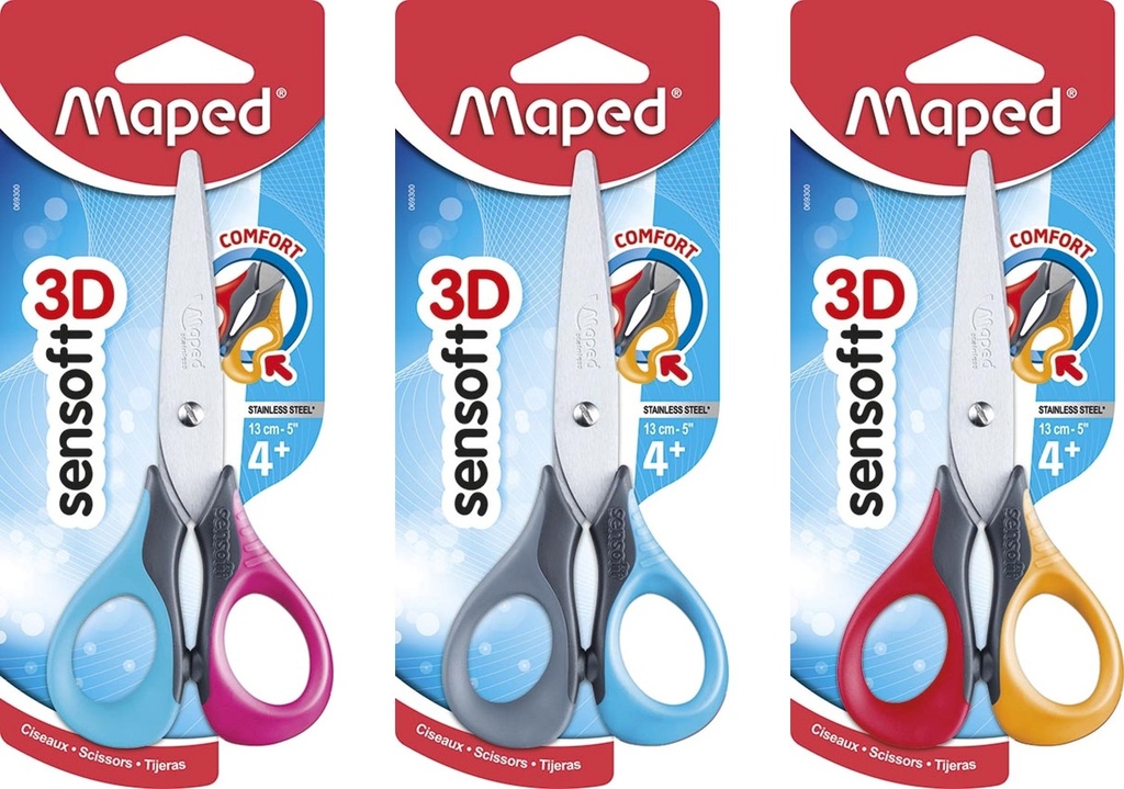 Maped Ciseaux Sensoft 13 Cm, Pour Droitiers, À Bouts Ronds