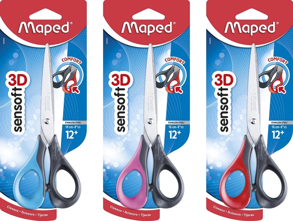 Maped Ciseaux Sensoft 16 Cm, Pour Droitiers, À Bouts Pointus