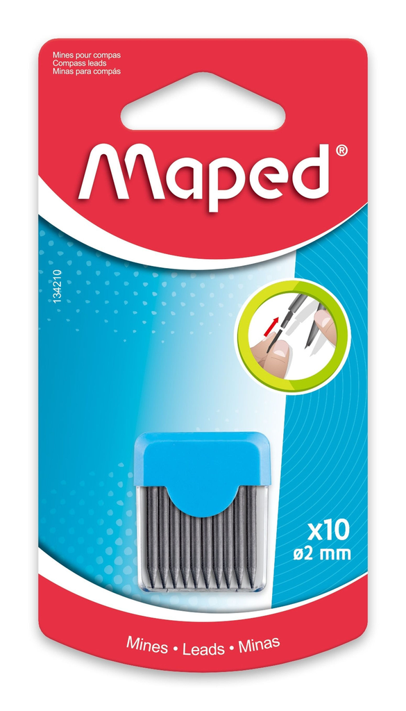 MAPED Minas para compasso 2mm, 10 unidades