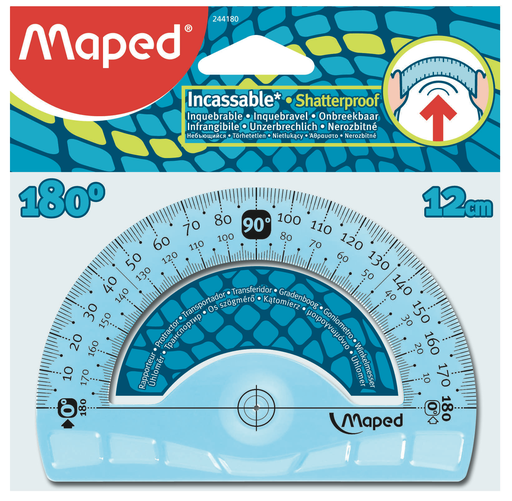 [3154142441805] MAPED Transportador plástico irrompible 180° 12cm