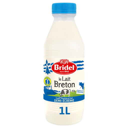 [3155250003763] BRIDEL Fresh semi-skimmed pasteurized milk 1 L