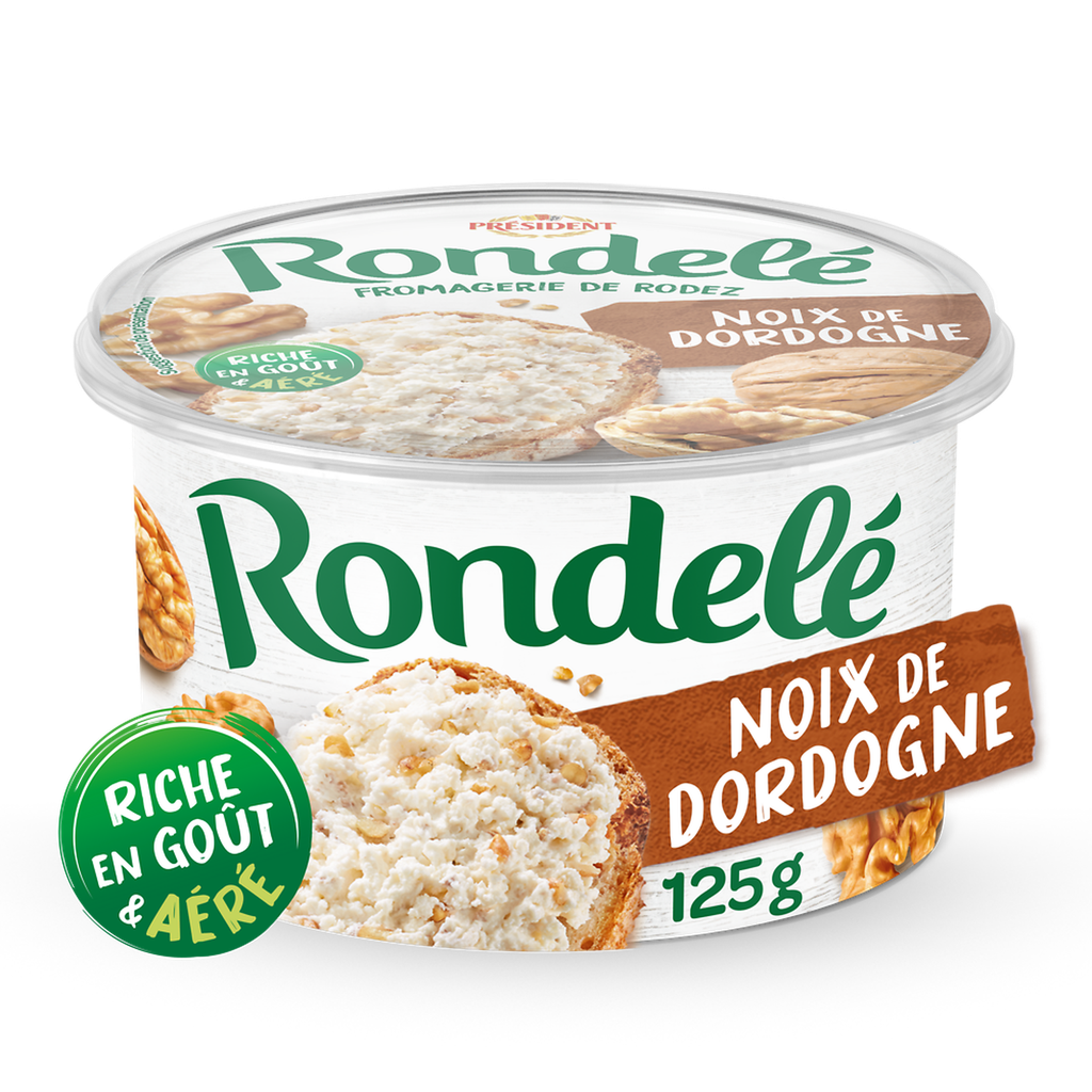 PRESIDENT Rondelé Cream Cheese with Dordogne Walnuts 125 g