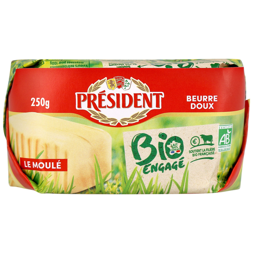 PRESIDENT Manteiga Doce Bio Moldada 250 g