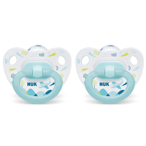 [3159921206132] NUK 2 Chuchas Classic Silicone 6-18m Menino, lote de 2