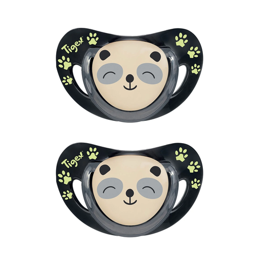 [3159921218432] TIGEX 2 chupetas smartnight fosforescente 6-18 meses panda, lote de 2 chupetas