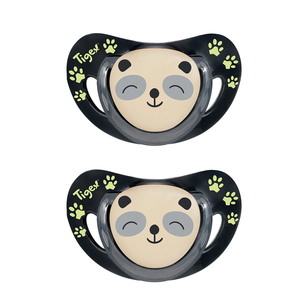 TIGEX 2 chupetas smartnight fosforescentes 18 meses panda, o lote de 2 chupetas