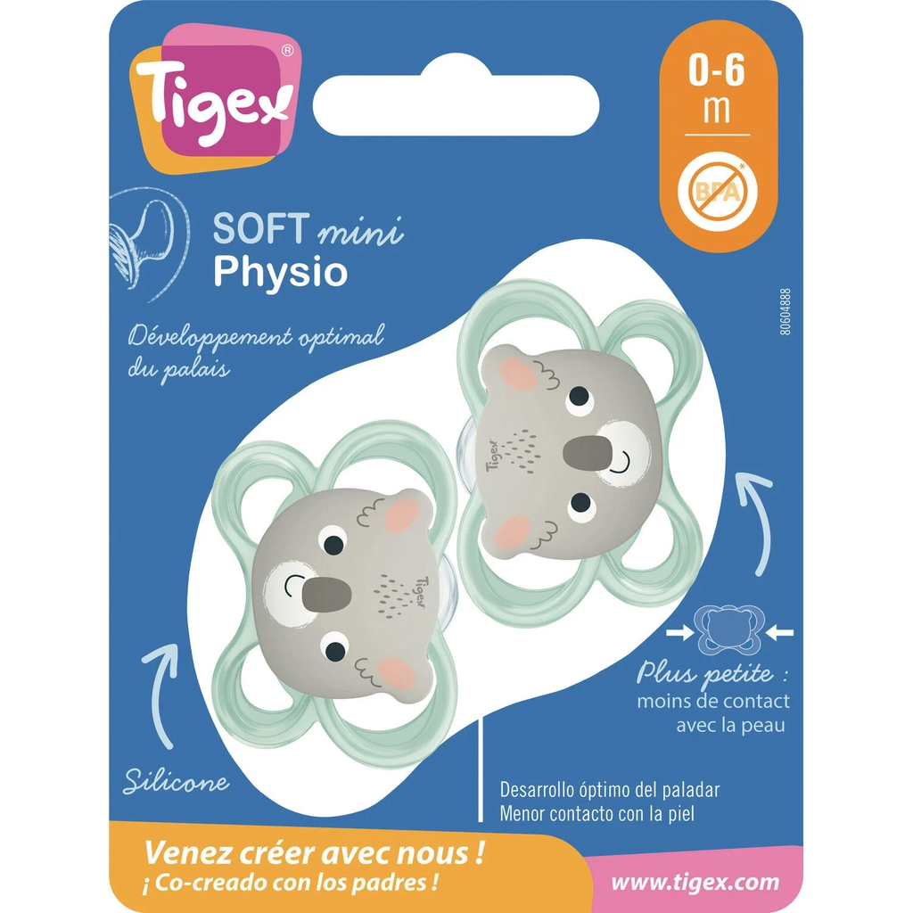 TIGEX Chupete de silicona 0-6 meses lote de 2