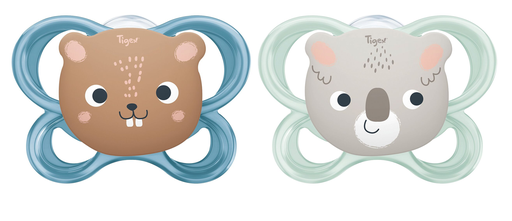 [3159921221265] TIGEX 2 chupetas softmini sil 6-18 meses castor koala lote de 2 unidades