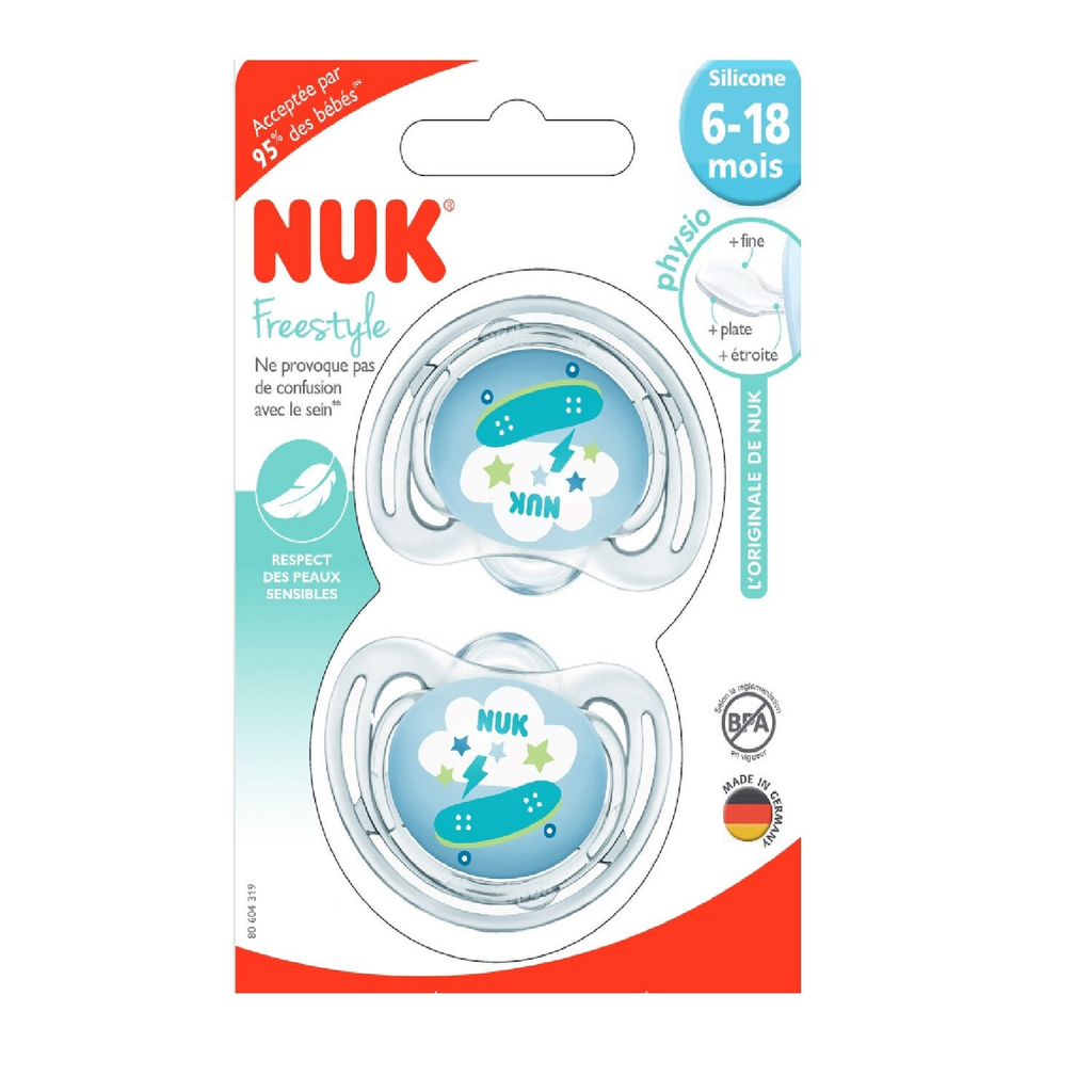 NUK 2 Pacifiers 6-18m Freestyle Skate, pack of 2