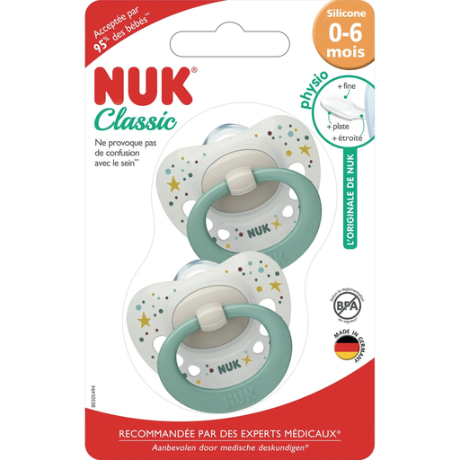 [3159921228479] NUK Chupetas Classic Silicone 0-6m Gato pack de 2