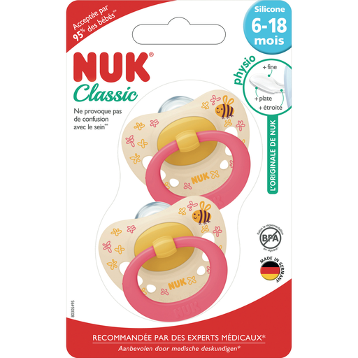 [3159921228486] NUK Chuchas New Classic Silicone 6-18m Menina 2