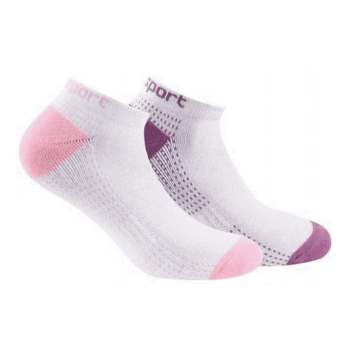 [3163382610940] KINDY 2 Pares de Invisibles Sport Mujer Jersey Blanco-Rosa 37/41