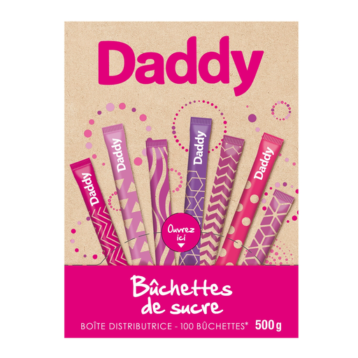 [3165431690002] DADDY Dispensador de sticks de azúcar blanco en polvo 100 sticks 500 g