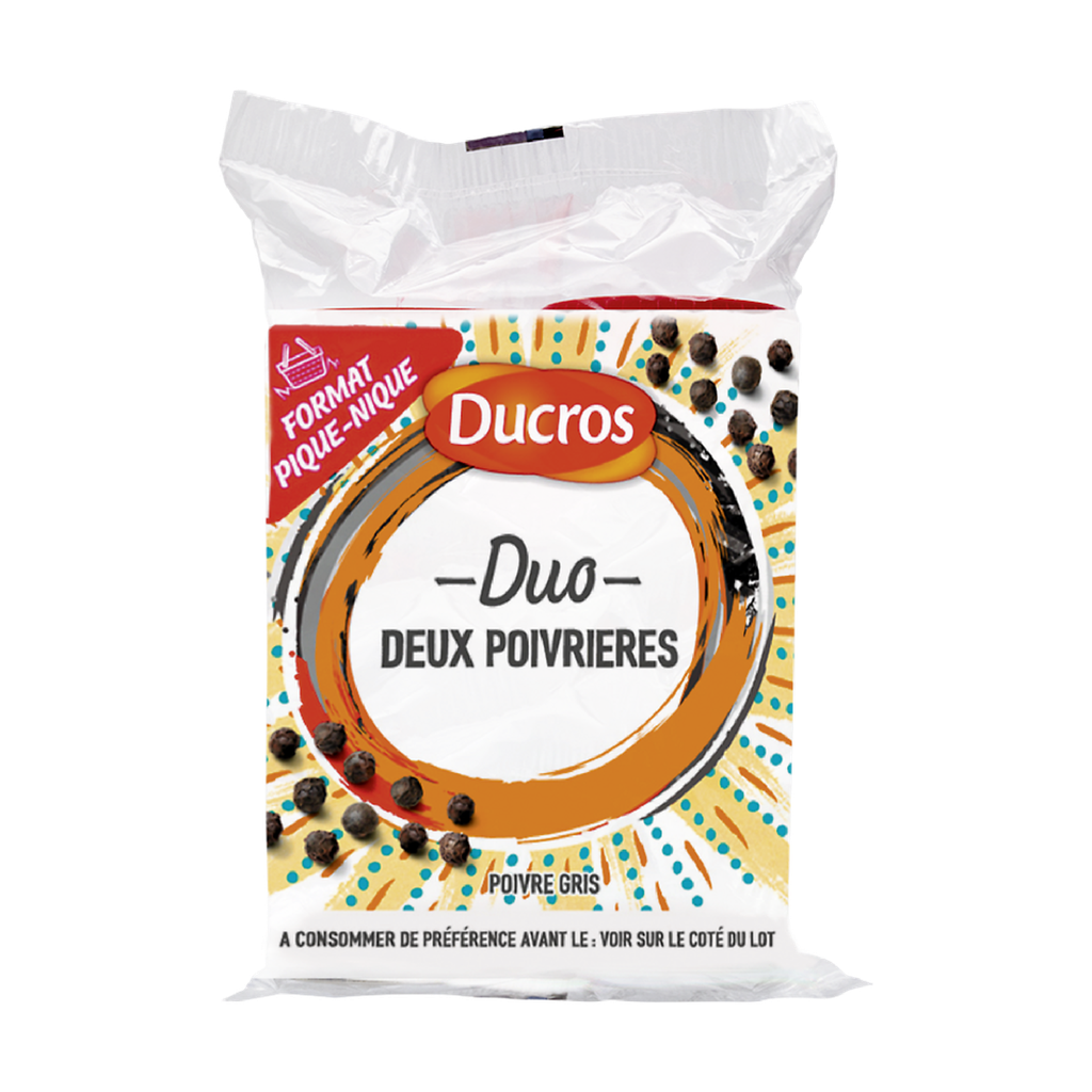 DUCROS Pimienta gris molida, 2 pimenteros 18 g