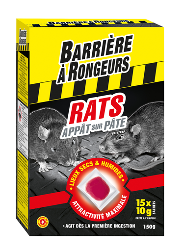 [3167770213324] BARRIERE A RONGEURS Anti-rat bait paste ready-to-use 15 sachets of 10 g