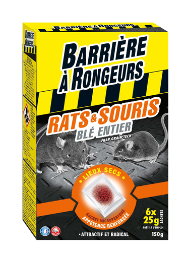 [3167770213362] BARRIERE A RONGEURS Anti-rat and mouse cereal bait 6 sachets of 25 g