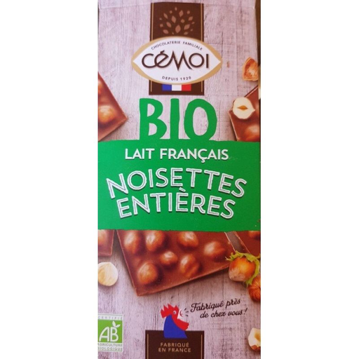 [3173281422100] CÉMOI TABLETTE Bio French Milk Chocolate Whole Hazelnuts 180 g