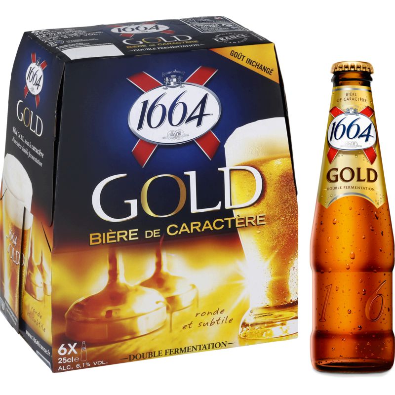 1664 Gold Kronenbourg Biere Blonde 6,1% : Le Pack De 6 Bouteilles 25Cl