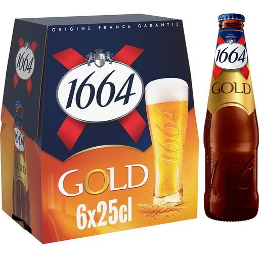 [3173600000248] GOLD Cerveja loira 1664 6,1% 6 x 25 cl