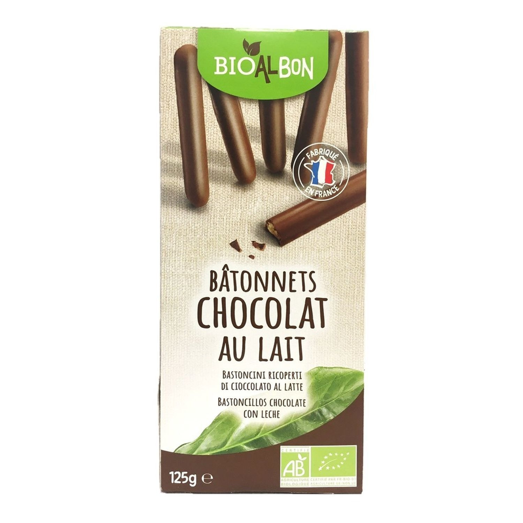 BIOALBON Biscuits Bâtonnet Chocolat Lait Bio 0,12 kg