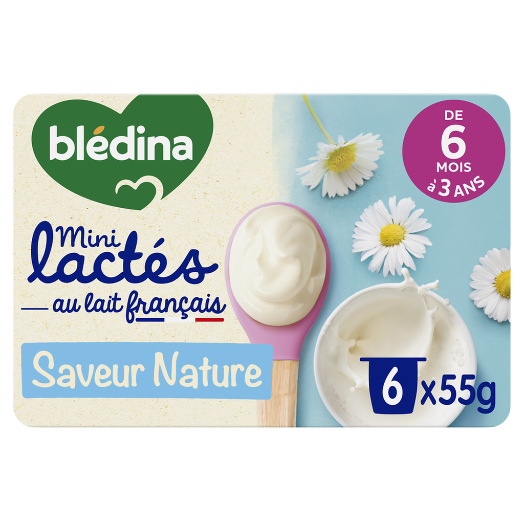 [3041091221988] Bledina Mini Lactés Pot Dessert Nature Sans Sucres Ajoutés Dès 6 Mois 6X55G