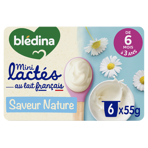 [3041091221988] BLEDINA MINI LACTES Baby Milk Desserts Plain 6 x 55 g