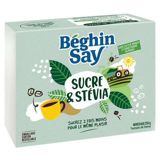 [3174660097513] BEGHIN SAY Açúcar branco em cubos Ligne extrato de plantas stevia 250 g