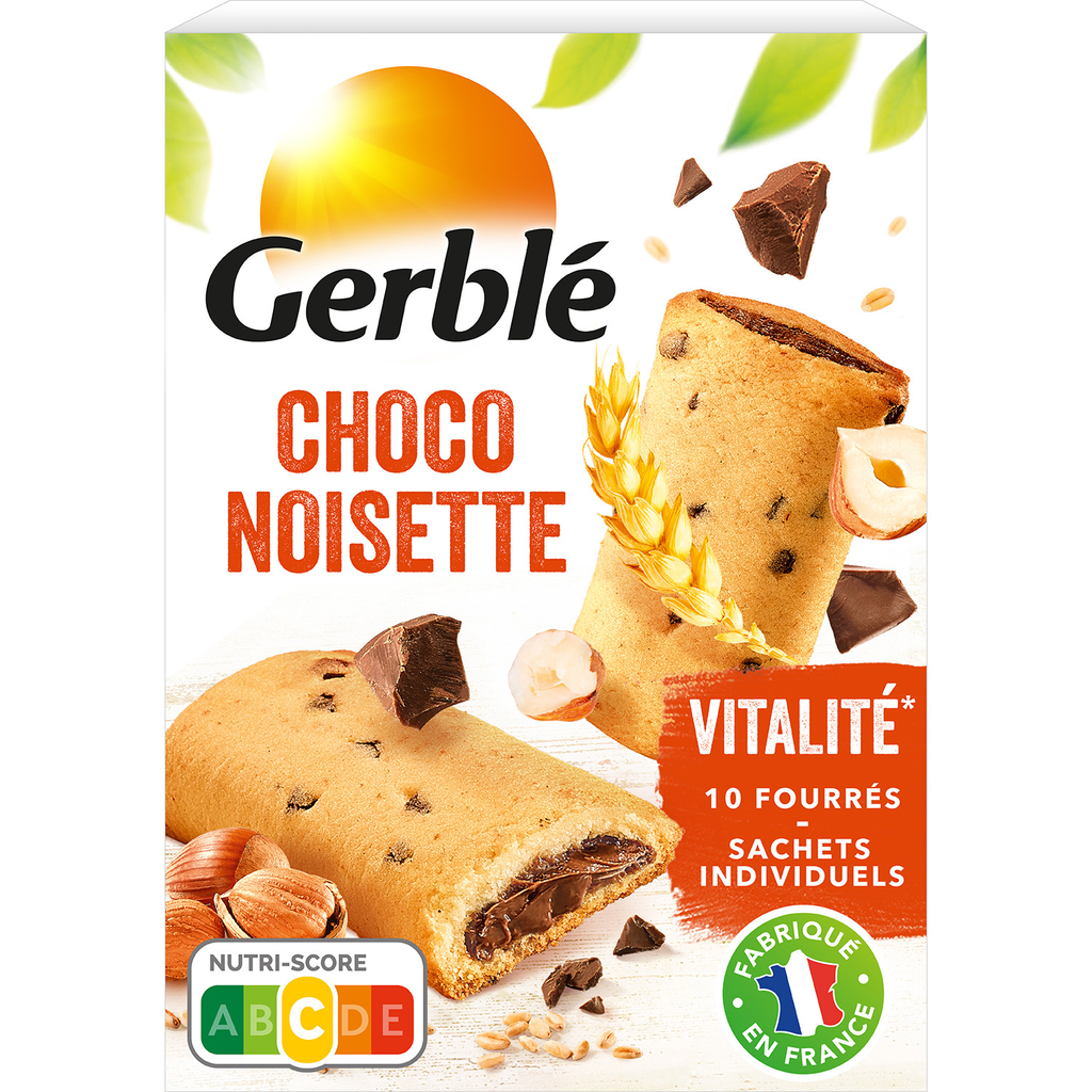 GERBLE Biscuits fourrés choco noisettes individuels 200 g