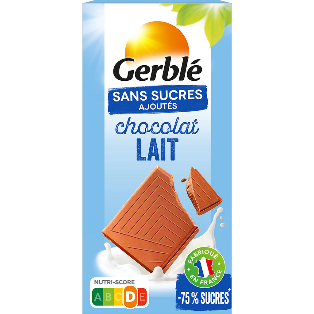 GERBLE Tableta de chocolate con leche sin azúcares añadidos 80 g