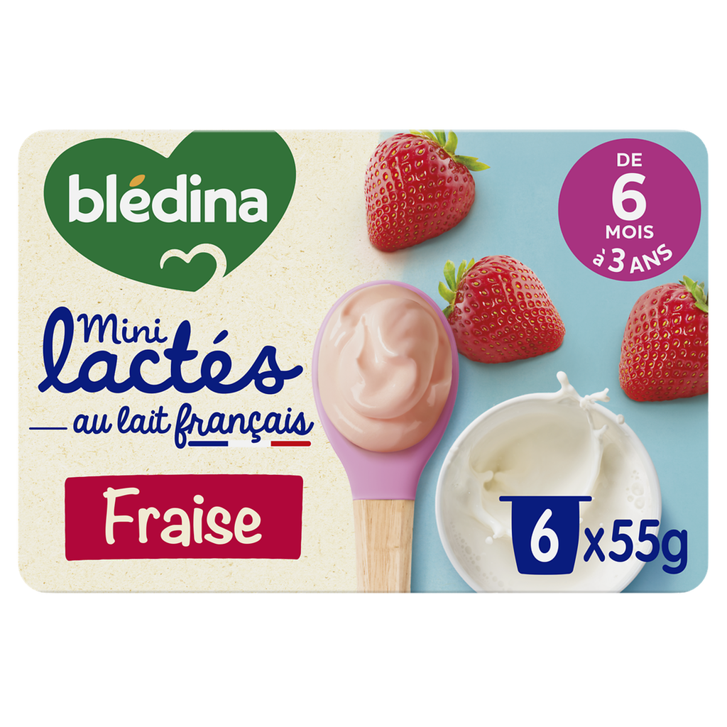BLEDINA Postre lácteo para bebés con fresas 6x55g