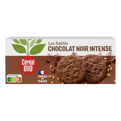 [3175681060586] CEREAL BIO Intense Dark Chocolate Shortbread Biscuits 132 g