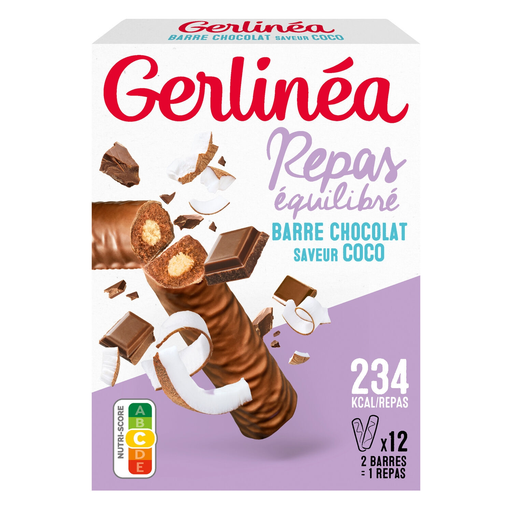 [3175681118850] GERLINEA Barritas chocolate corazón coco 12 x 31 g