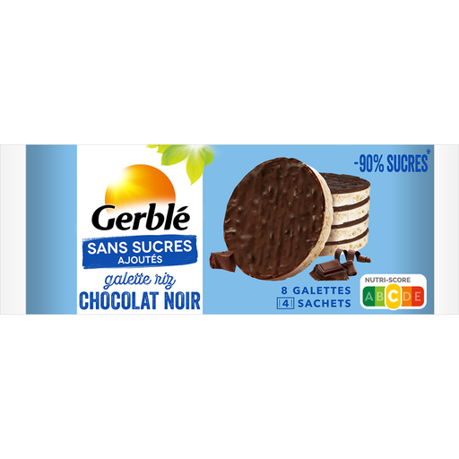 [3175681213951] GERBLE Rice cakes dark chocolate no added sugar 130.4 g